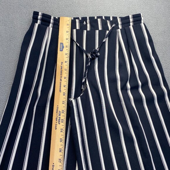 Forever 21 Flare Pants M Black Striped Wide Leg Stretch Mid Rise Dress Pant Work - Picture 5 of 13
